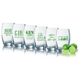 Hier günstig 6er Sparset Gin Tonic Gläser mit Sprüchen Englisch