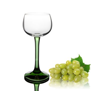 Elsässer Weinglas Weinkelch hoch 160ml grüner Fuß OHNE DEKOR
