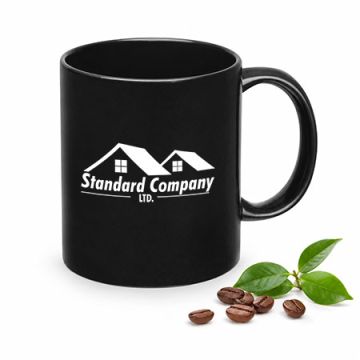 Kaffeebecher Kaffeetasse schwarz Carina Keramik 1-fbg. bedruckt
