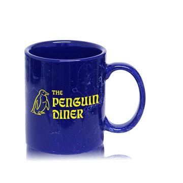Becher C-Henkel kobaltblau Marmorglasur individuell 1-fbg. bedrucken