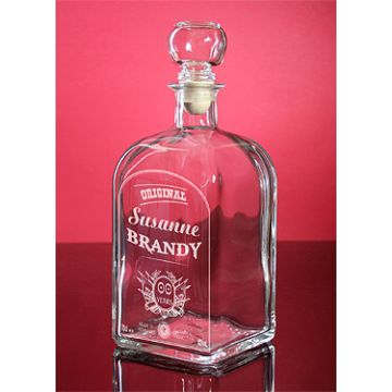 Brandyflasche, Karaffe mit Gravur Geburtstag - Stopfen Kugel