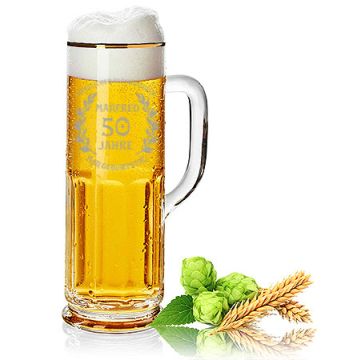 Bierkrug Minden 0,5L mit Zinndeckel mit Gravur Geburtstag