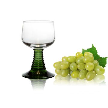Weinrömer KLEIN ca. 12cl mit grünem Fuß - 1 Stück - mit Füllmarke bei 0,1L /-/