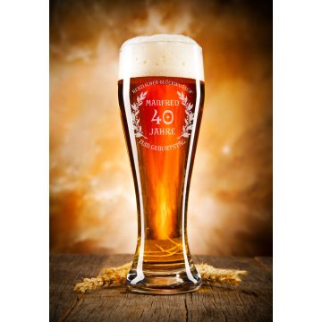 Weizenglas Bayern 0,5L mit Gravur Wunschtext