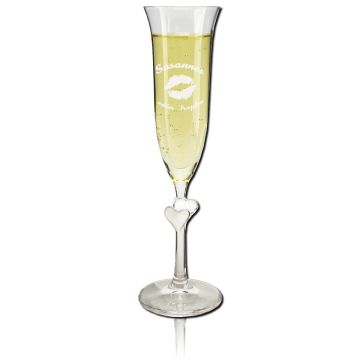 Sektglas L' amour satiniertes Herz 17cl  - gravieren Wunschtext