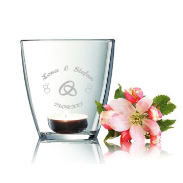 Windlicht Romantic klar mit Gravur Hochzeit