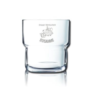 Longdrinkglas Kinderglas Saftglas Wasserglas "Log" 27cl mit Gravur Geburtstag stapelbar