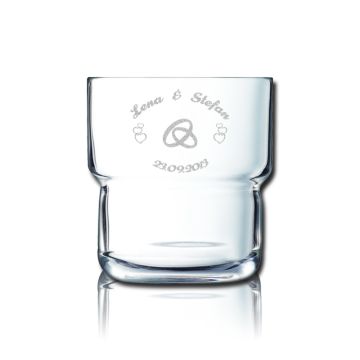 Longdrinkglas Kinderglas Saftglas Wasserglas "Log" 27cl mit Gravur Hochzeit stapelbar