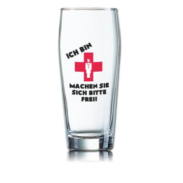 Lustiges Bierglas Willibecher 0,5L - Ich bin - ARZT - machen Sie sich bitte frei!