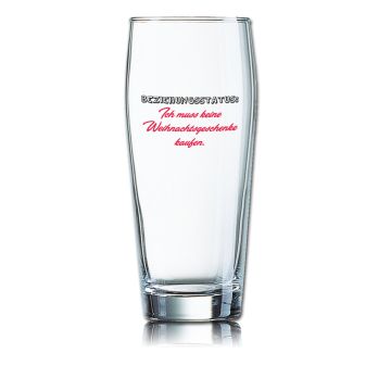 Lustiges Bierglas Willibecher 0,5L - BEZIEHUNGSSTATUS: Ich muss keine Weihnachtsgeschenke kaufen.