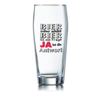 Lustiges Bierglas Willibecher 0,5L - BIER oder nicht BIER ist die Frage - Ja - ist die Antwort