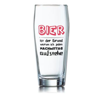 Lustiges Bierglas Willibecher 0,5L - BIER ist der Grund warum ich jeden Nachmittag aufstehe