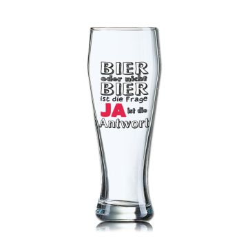 Lustiges Bierglas Weizenbierglas Bayern 0,5L - BIER oder nicht BIER ist die Frage. JA, ist die Antwort