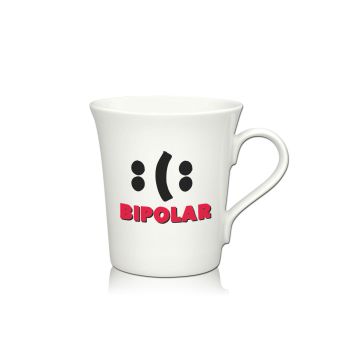 Lustige Porzellantasse Kaffeetasse Emilia weiss 34cl - Dekor: BIPOLAR