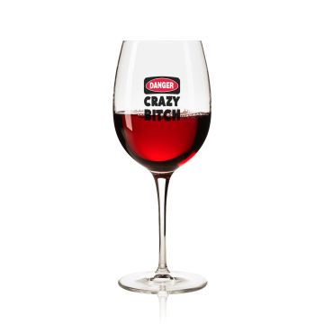 Lustiges Weinglas 350ml - Dekor: DANGER - CRAZY BITCH