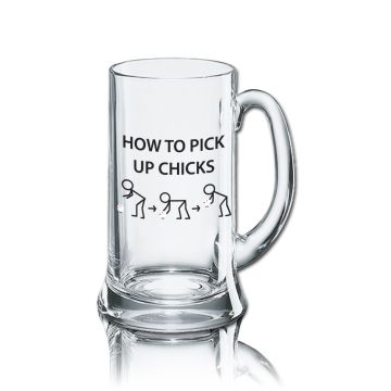 Lustiges Bierglas Bierkrug Icon 0,5L - Dekor: HOW TO PICK UP CHICKS