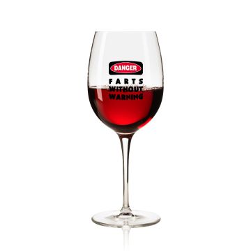 Lustiges Weinglas 350ml - Dekor: DANGER - FARTS WITHOUT WARNING