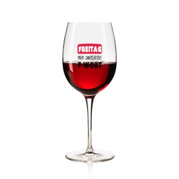 Lustiges Weinglas 350ml - Dekor: FREITAG mein zweitliebstes F-WORT