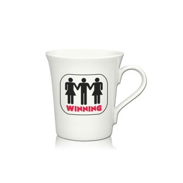 Lustige Porzellantasse Kaffeetasse Emilia weiss 34cl - Dekor: Winning