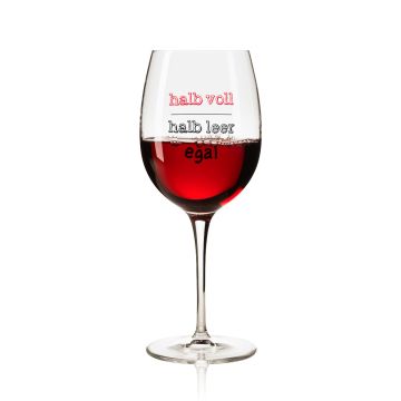 Lustiges Weinglas 350ml - Dekor: halb voll - halb leer - egal