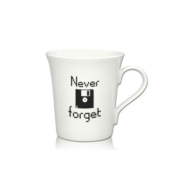 Lustige Porzellantasse Kaffeetasse Emilia weiss 34cl - Dekor: Never forget