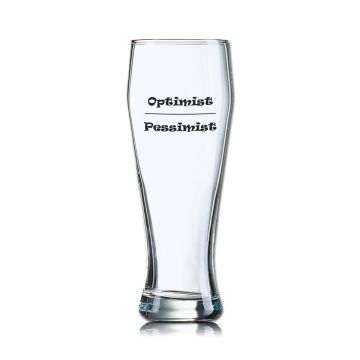 Lustiges Bierglas Weizenbierglas Bayern 0,5L - Optimist - Pessimist