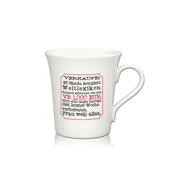Lustige Porzellantasse Kaffeetasse Emilia weiss 34cl - Dekor: VERKAUFE: 45 Bände, komplett Weltlexikon Zustand: gebraucht, wie neu. VB 1.000 EUR Wird nicht länger benötigt. Seit letzter Woche verheiratet. Frau weiß alles.