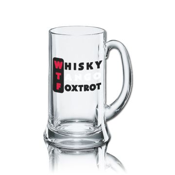 Lustiges Bierglas Bierkrug Icon 0,5L - Dekor: WTF - Whisky, Tango, Foxtrot