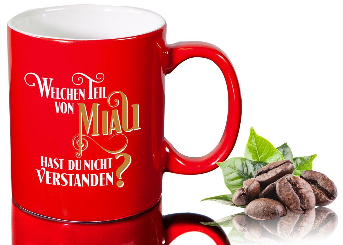 Lustige Kaffeetasse Bürotasse Tasse ROT-WEISS mit Spruch