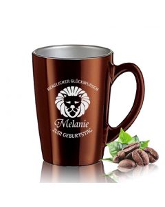 Tasse Happy Morning 32cl metallic Chocolate Geburtstag gravieren Wunschlogo Wunschtext - Restposten