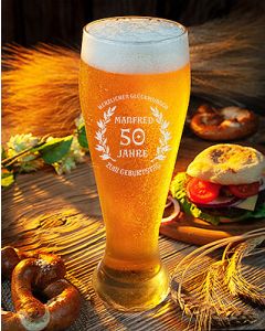 Weizenbierglas gedreht 0,5L mit Gravur