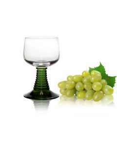 Weinrömer KLEIN ca. 12cl mit grünem Fuß - 1 Stück - mit Füllmarke bei 0,1L /-/