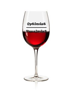 Lustiges Weinglas 350ml - Dekor: Optimist - Pessimist
