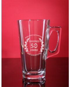 Glastasse, Kaffeeglas gravieren Wunschtext