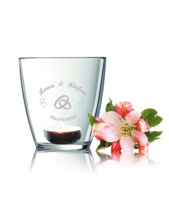 Windlicht Romantic klar mit Gravur Hochzeit