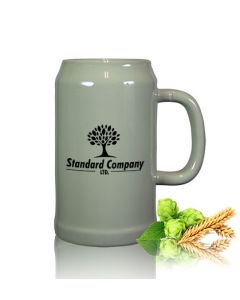 Bierkrug, Maßkrug Steinkrug 1L feingrau 1-fbg. bedruckt