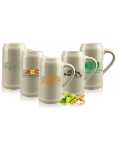 Bierkrug, Maßkrug Steinkrug 1L feingrau 1-fbg. bedruckt