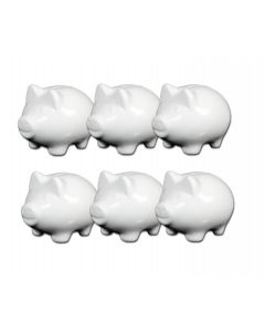 6 Stück Sparschwein klein 10cm Porzellan
