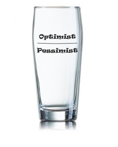 Lustiges Bierglas Willibecher 0,5L - Optimist - Pessimist