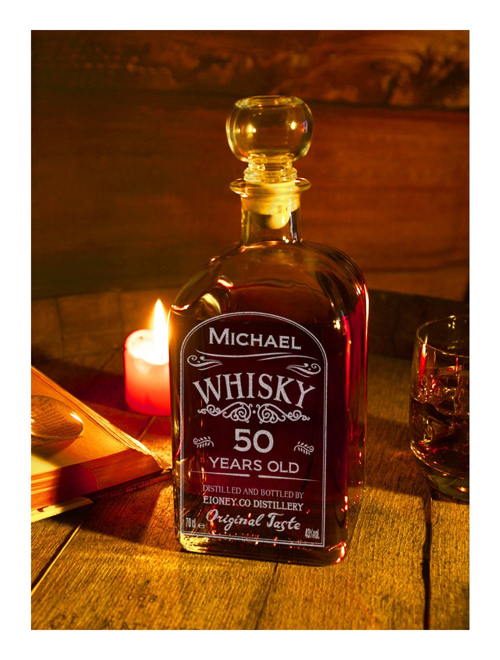 Whiskyflasche Wolfskopf - 350 Ml Glas Karaffe Für Whisky Liebhaber