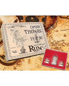 Holzbox Geschenkset Rum-Set mit Gravur Flasche und 2 Gläser