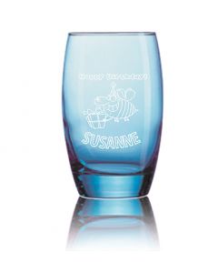 Longdrinkglas Salto blue mit Gravur Wunschtext