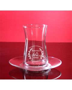 Teeglas, Teeset, türkisches Teeset mit Untertasse gravieren Wunschtext