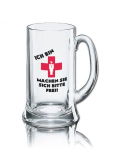 Lustiges Bierglas Bierkrug Icon 0,5L - Dekor: Ich bin - ARZT - machen Sie sich bitte frei!