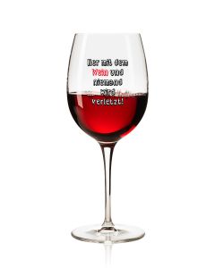 Lustiges Weinglas 350ml - Dekor: Her mit dem Wein und niemand wird verletzt!